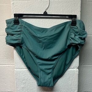 Hot Water Women High Waist High Leg Ribbed Bikini Bottom.